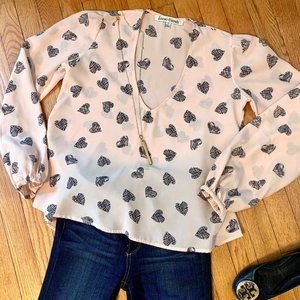 lovers + friends • Blush Pink Printed Blouse